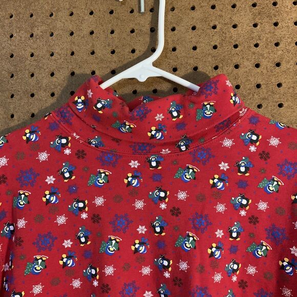 VTG Christmas Sweater Turtleneck Carolyn Taylor Red Penguin XL 90s Mom Snowflake - Picture 3 of 6
